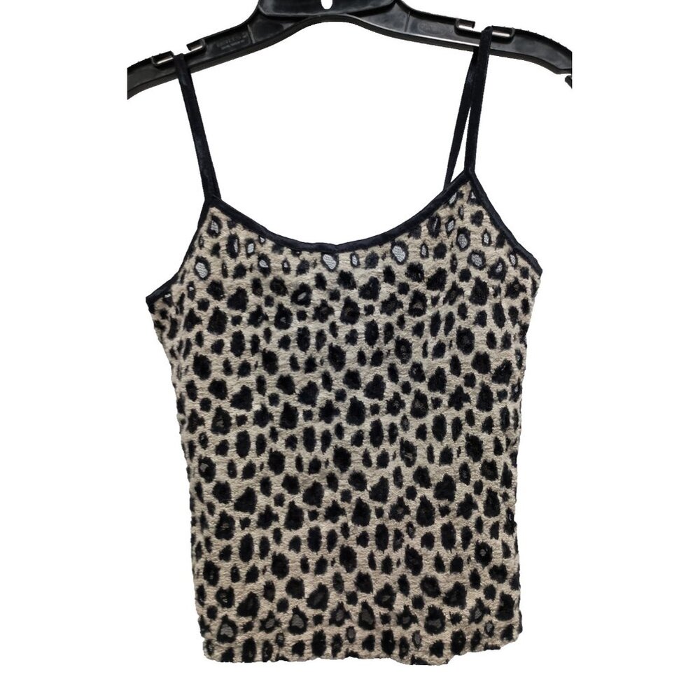 Y2K White Moon Fairy Grunge Cami Tank Top Womens Large Animal Print Burnout Crop